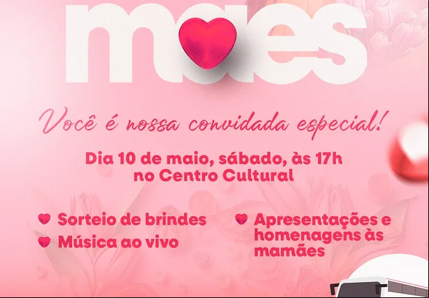 Prefeitura de São João do Arraial realizará evento especial em homenagem ao Dia das Mães