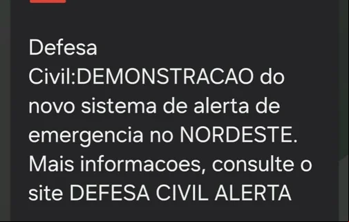 Alerta teste da Defesa Civil